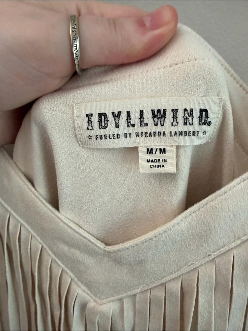 Idyllwind Brixworth Country Cowgirl Faux Suede Fringe Cream Mini Dress Medium - Picture 7 of 14